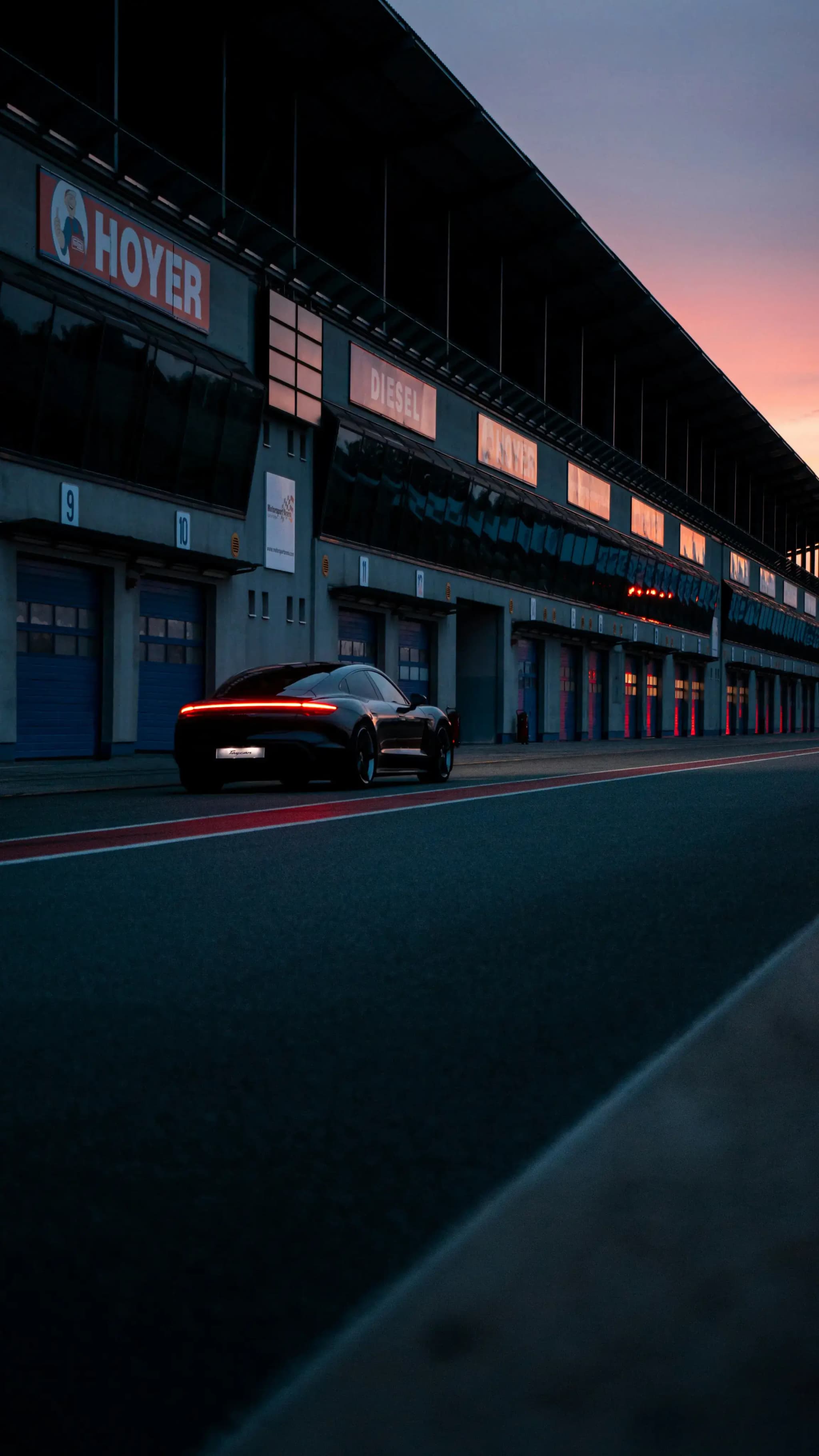 Electric car on a racetrack