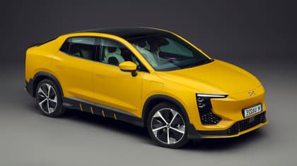 a yellow car with black trim