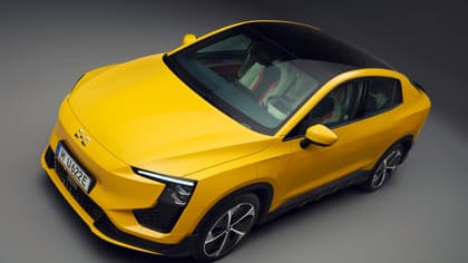 a yellow car with black trim
