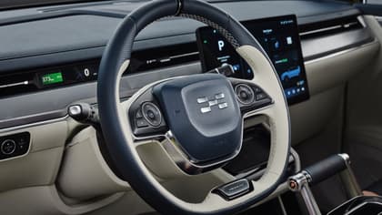 the steering wheel of a car