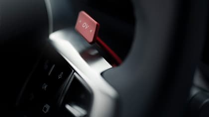 a close up of a red object