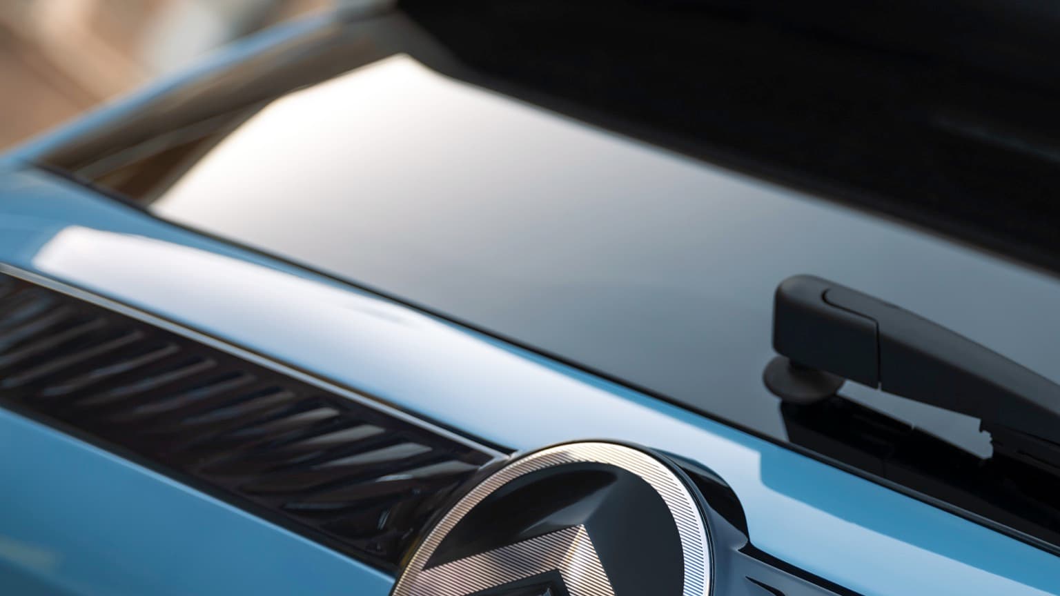 a close up of a car hood