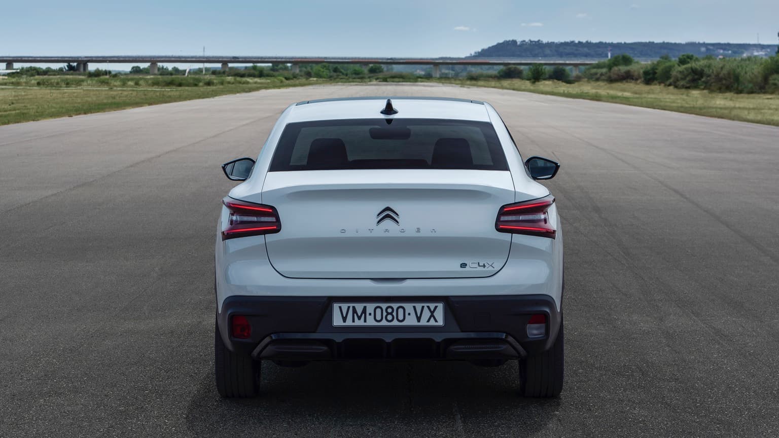 a white car on a road