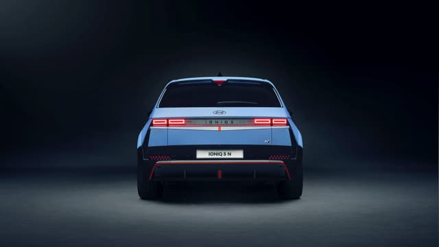 the back of a blue car