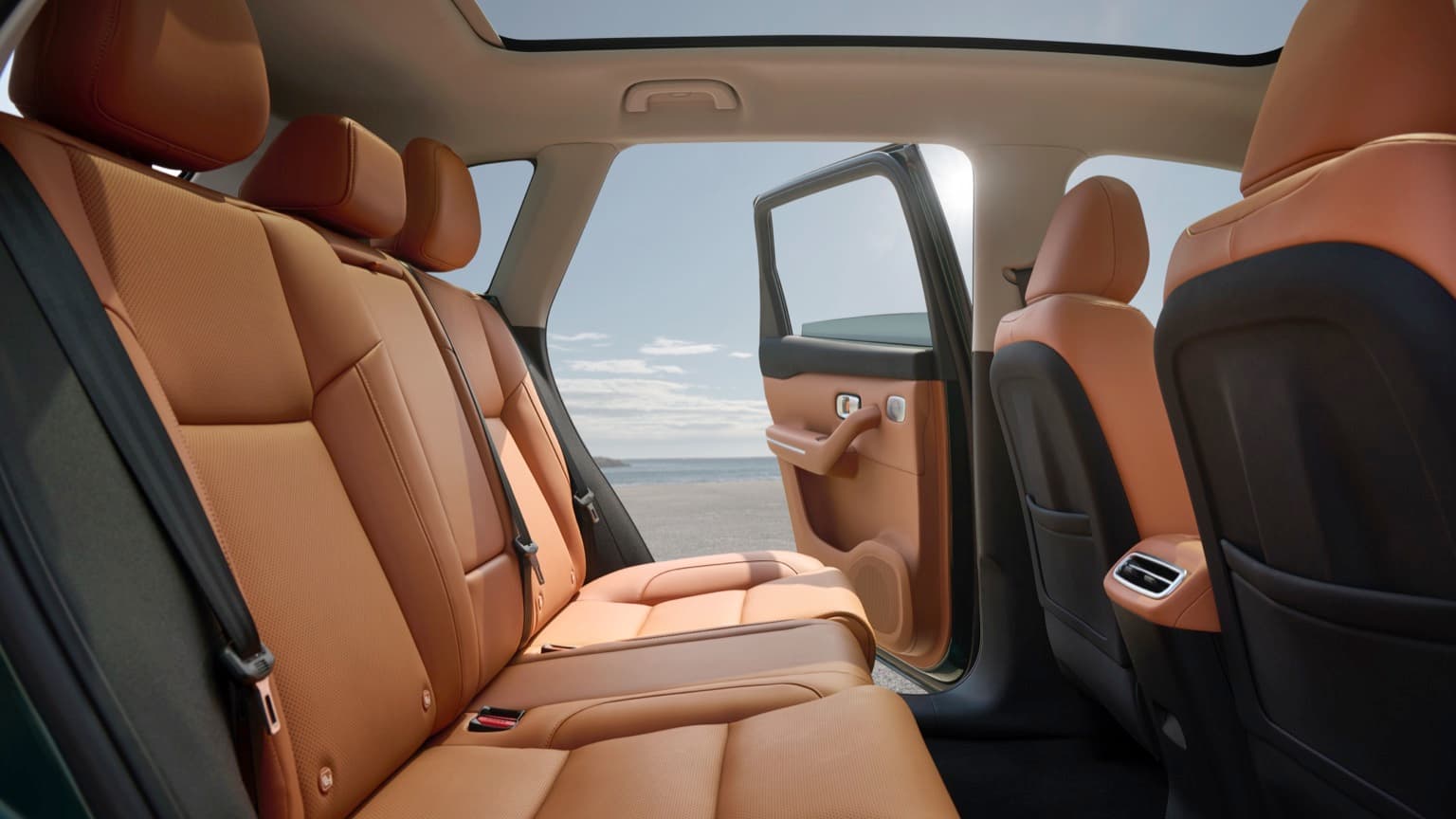 the back seats of a car