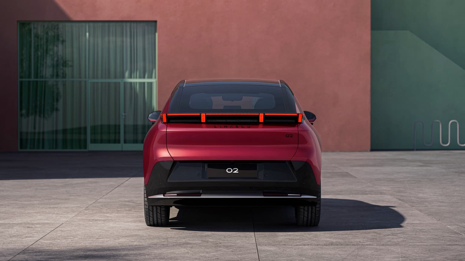 the back of a red car