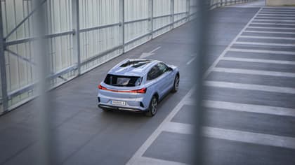 a car driving on a road