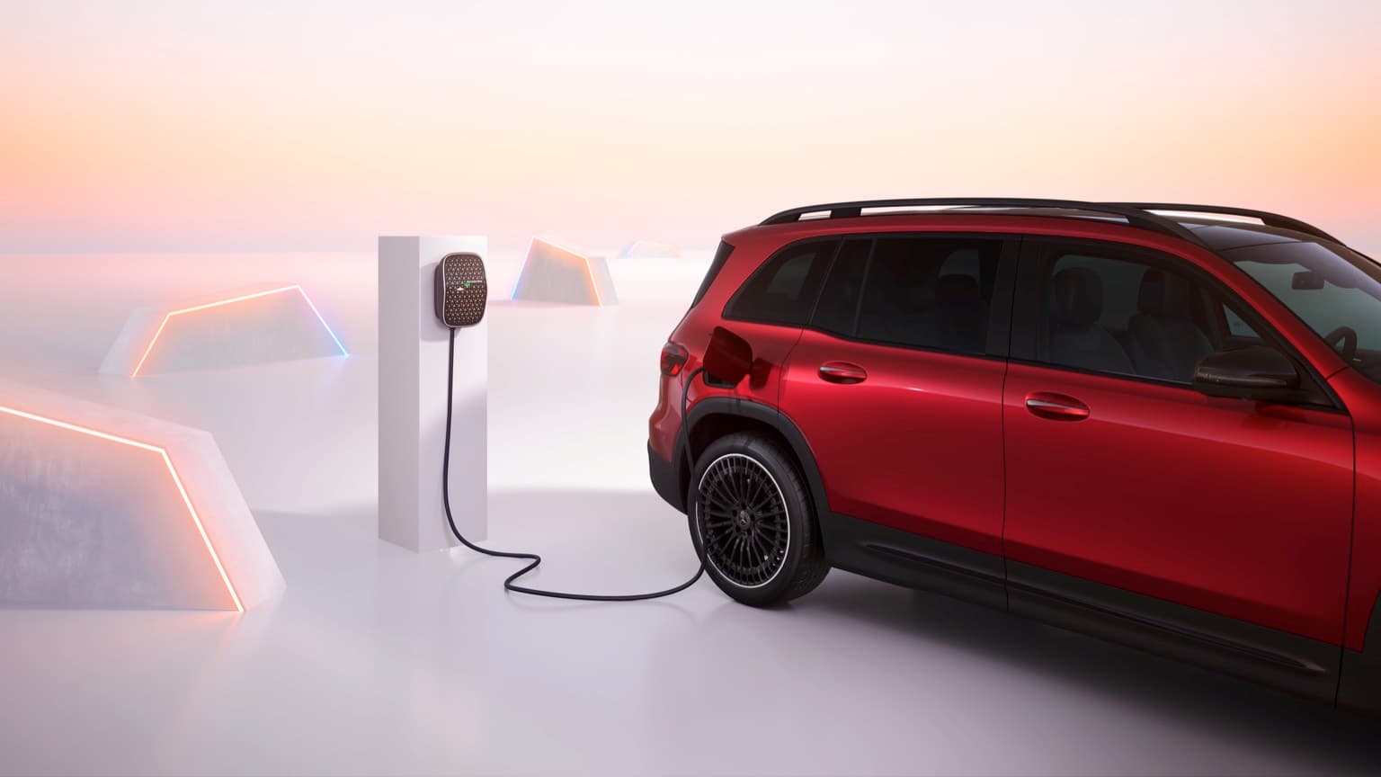a car charging at a charging station