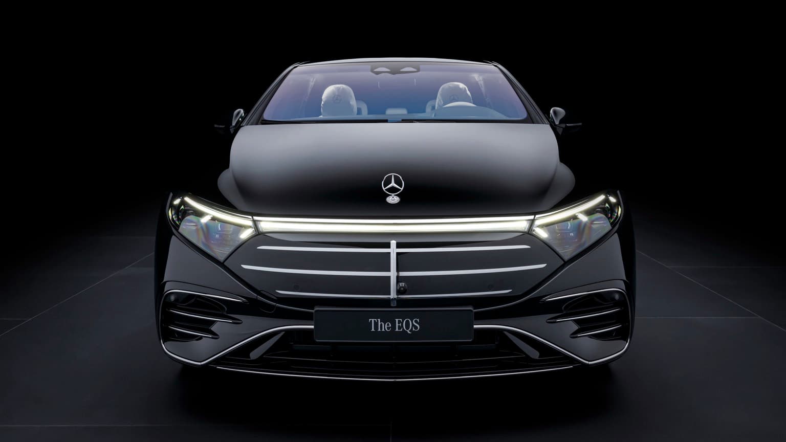 the front of a black car