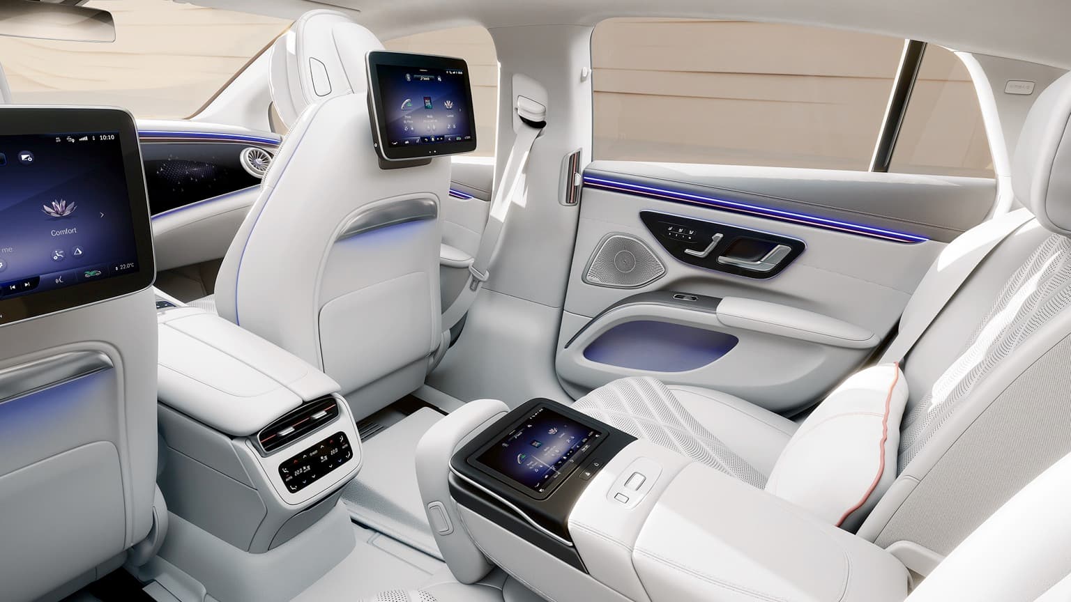 the interior of a car with a screen