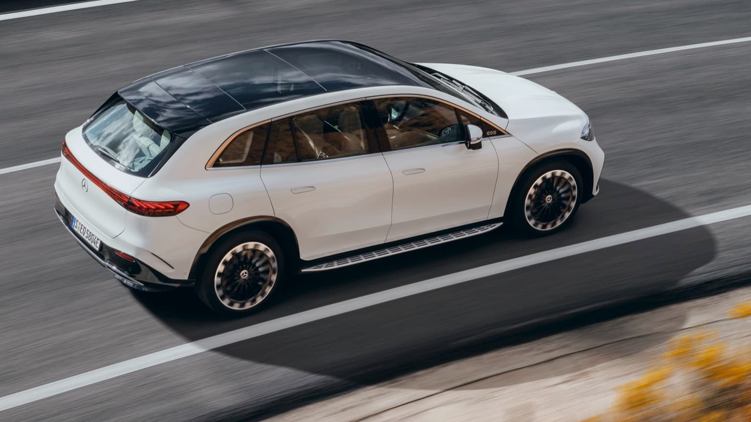 a white car on a road