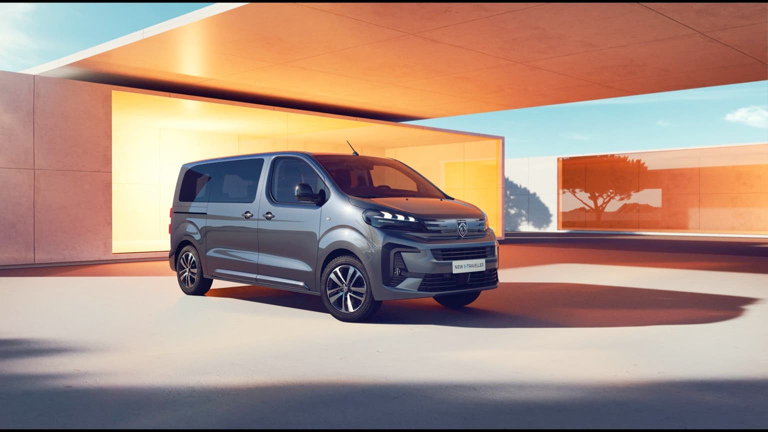 a grey van parked in a garage