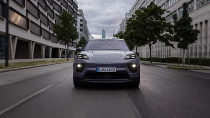 a car driving down a street