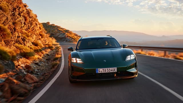 a car driving on a road