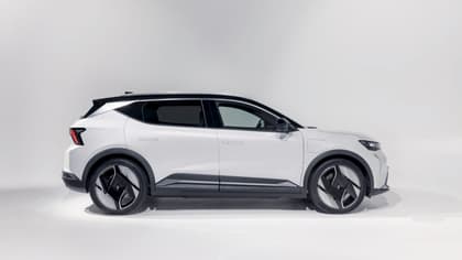 a white car with black trim