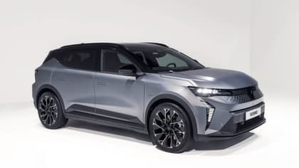 a silver car with black trim