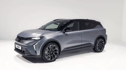 a silver car with black trim