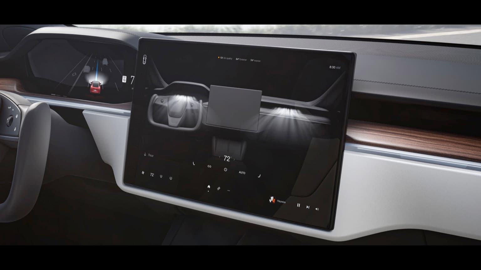 a screen on the dashboard of a car