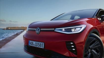 the front of a red car