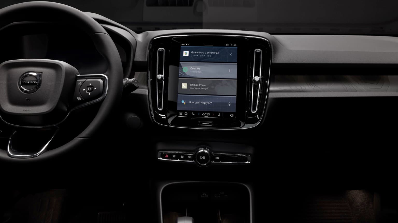 a car dashboard with a touch screen