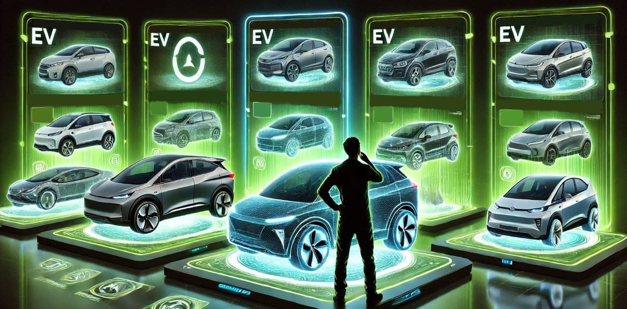 a man standing in front of a display of cars