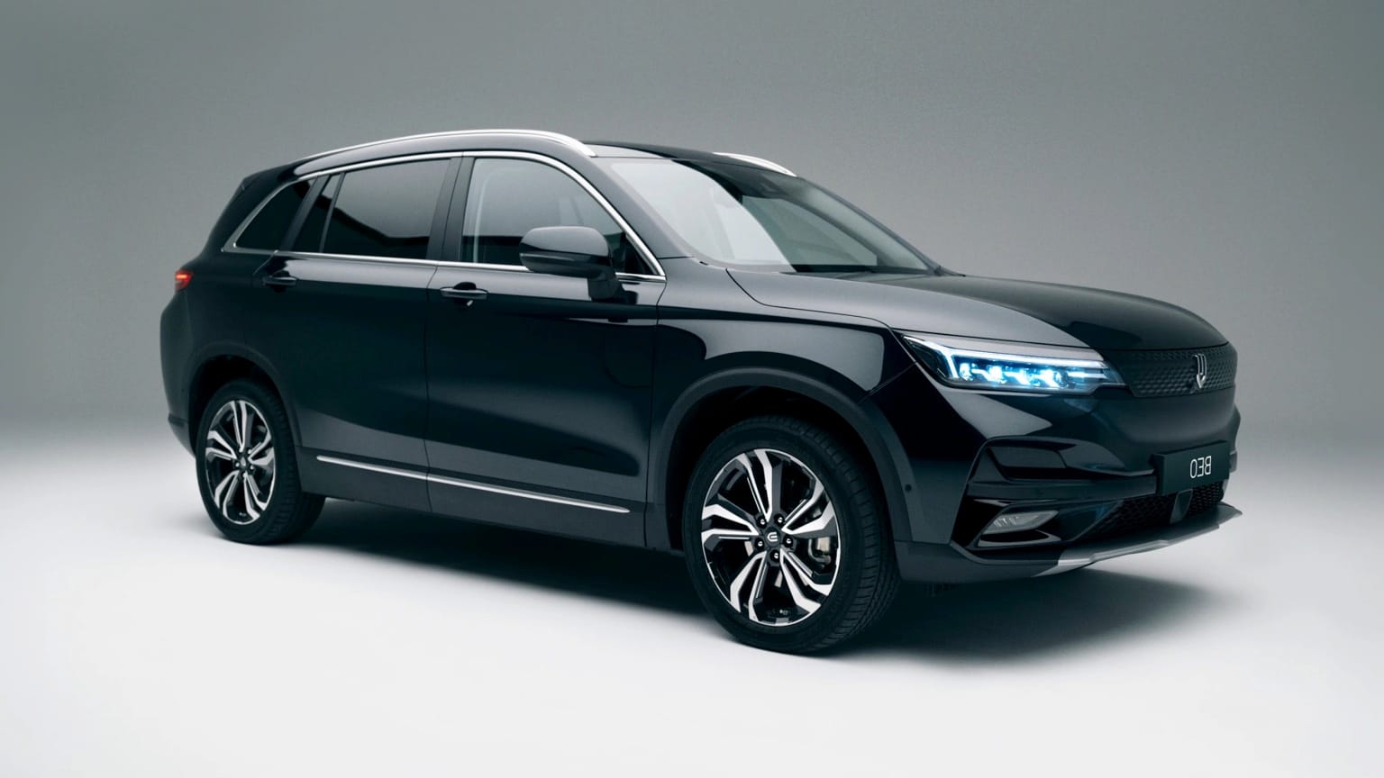a black car with blue lights