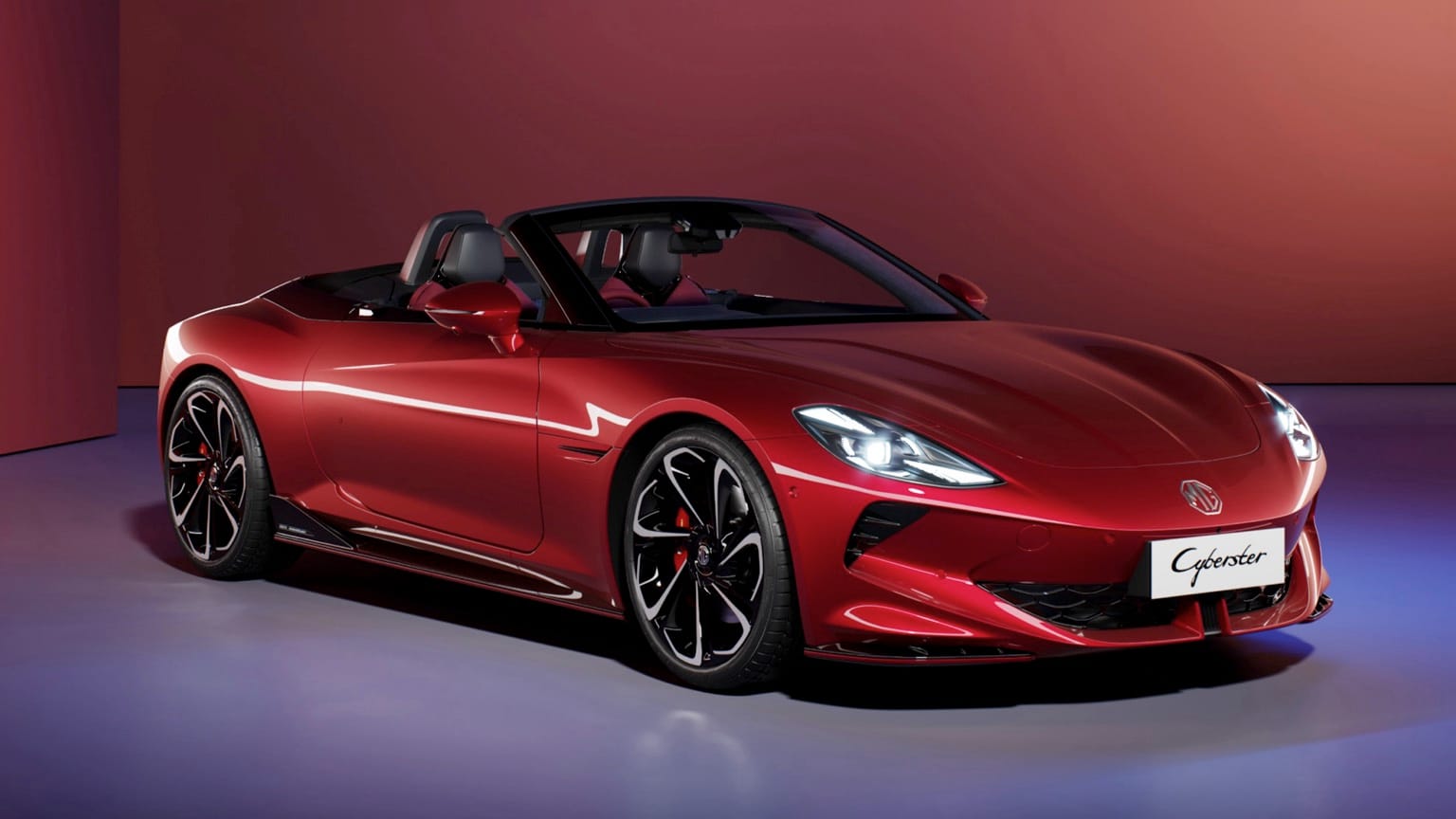 a red convertible car with a red background