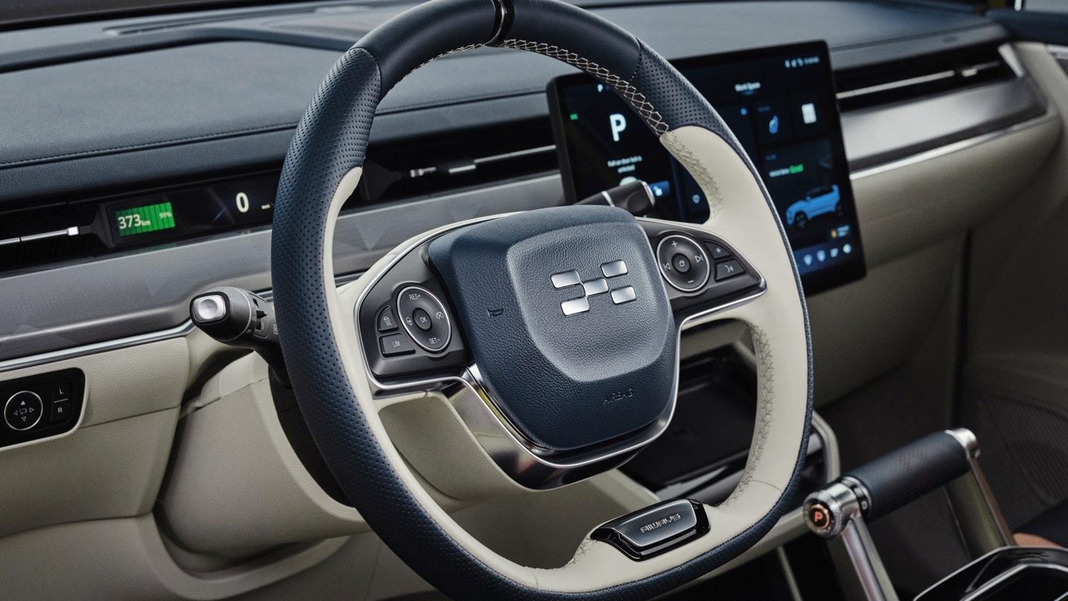 the steering wheel of a car