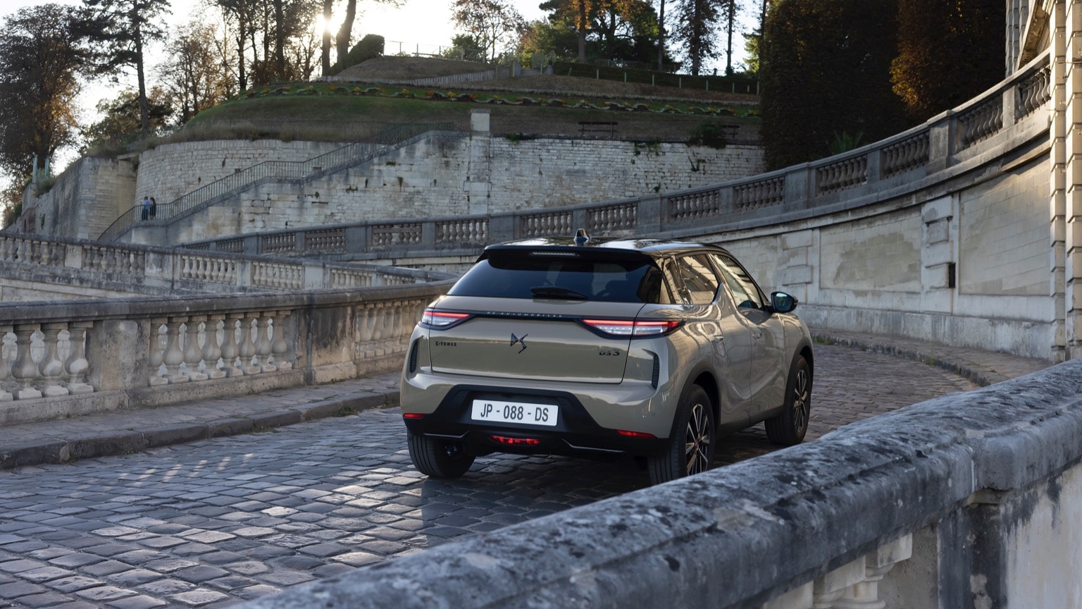 a car parked on a stone road