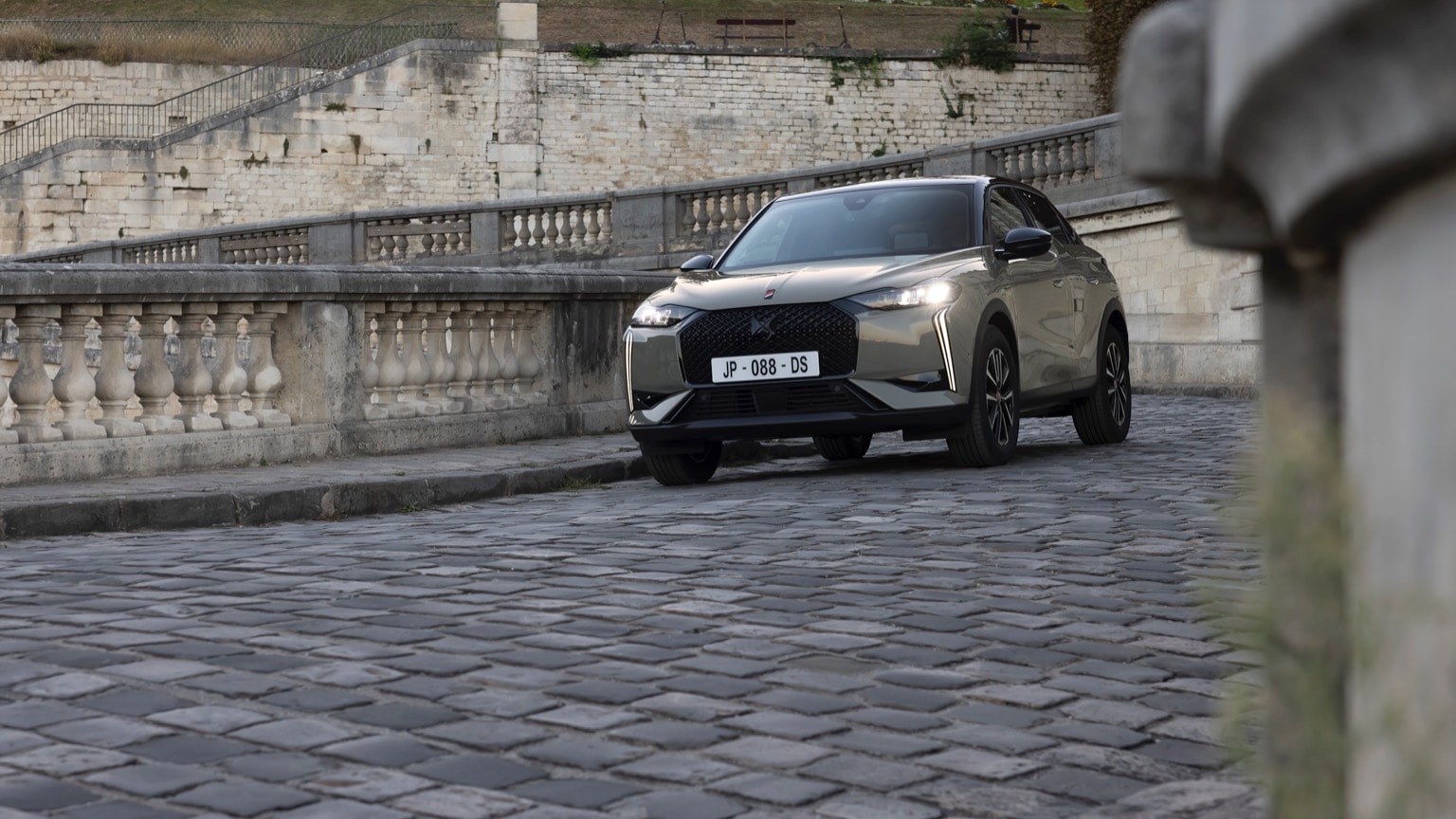 a car on a stone road