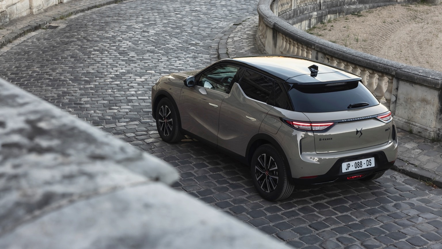 a car on a stone road