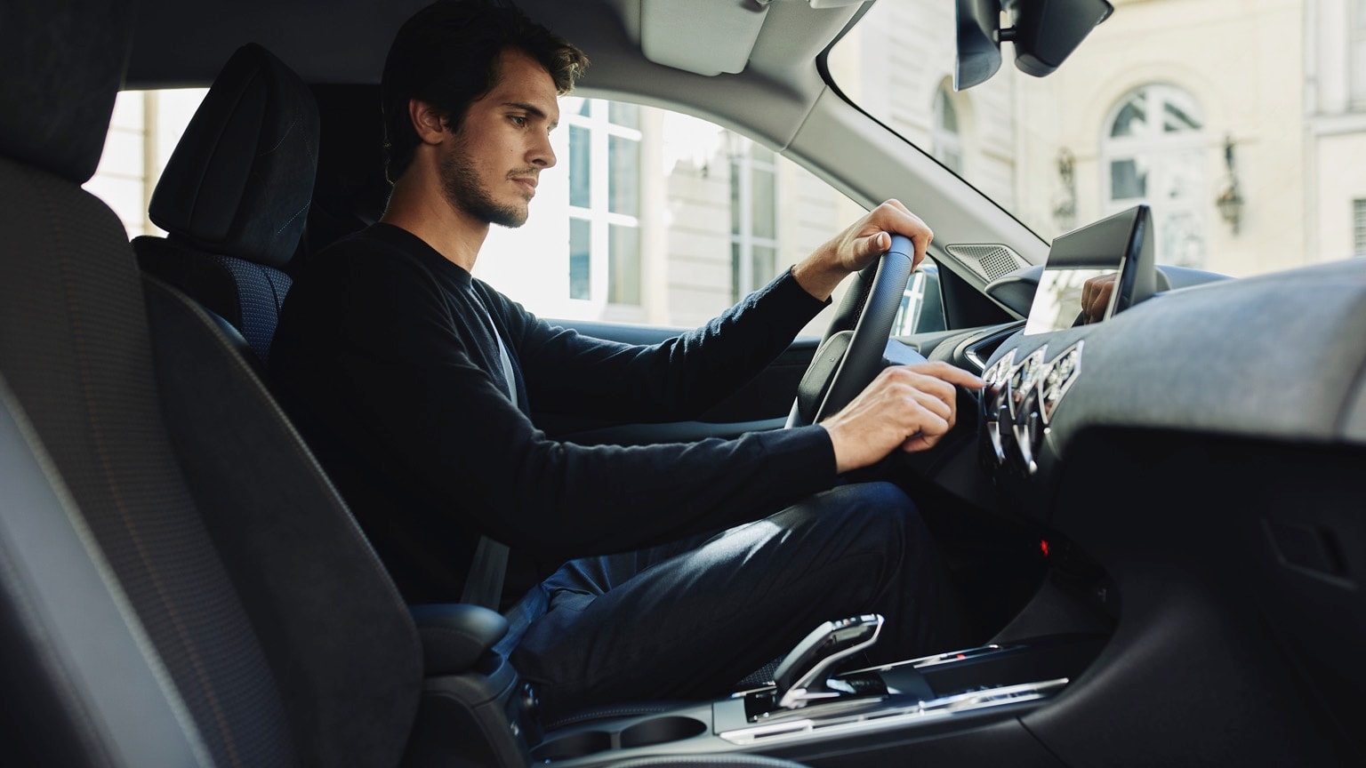 a man in a car