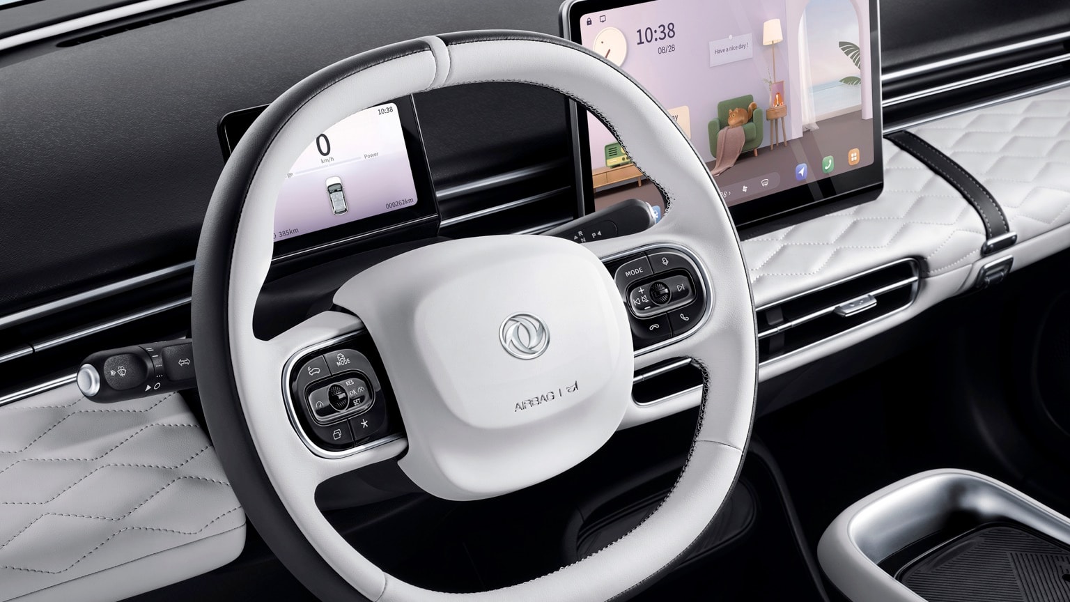 le volant et l'écran d'une voiture