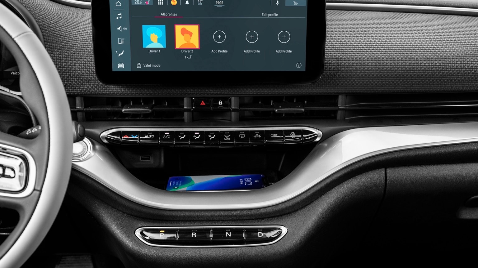 a screen on a car