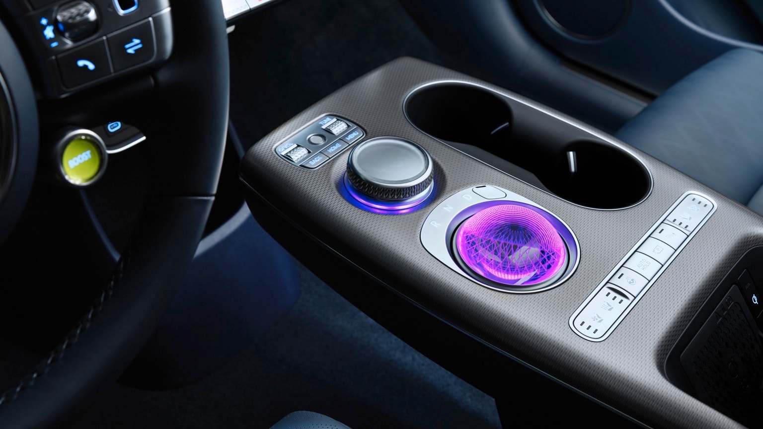 a close up of a car console