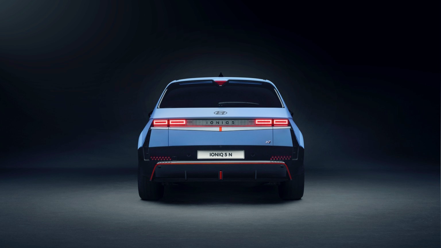 the back of a blue car