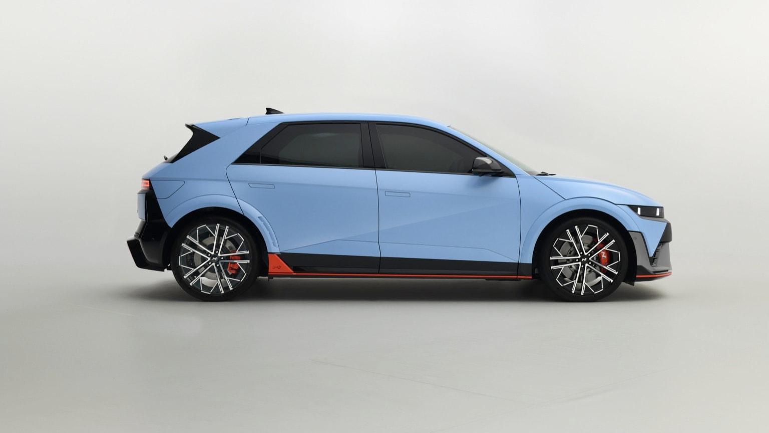 a blue car with black stripes