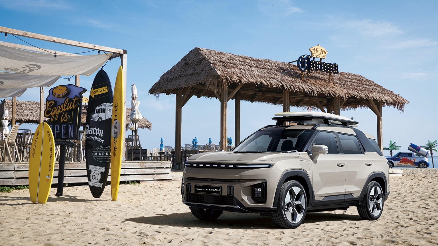 a car parked on the beach