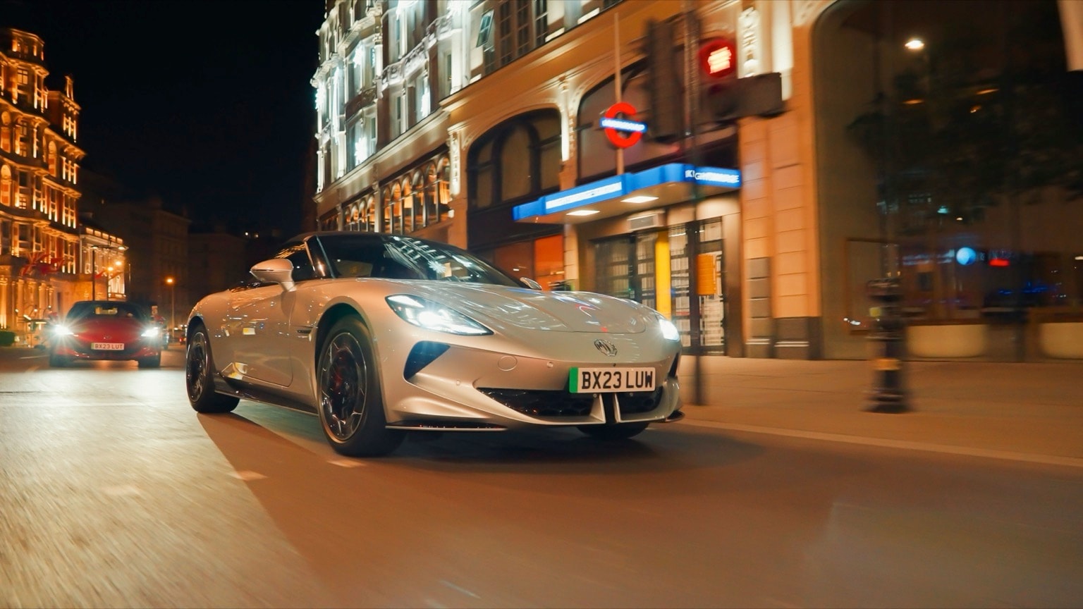 a car driving on a street