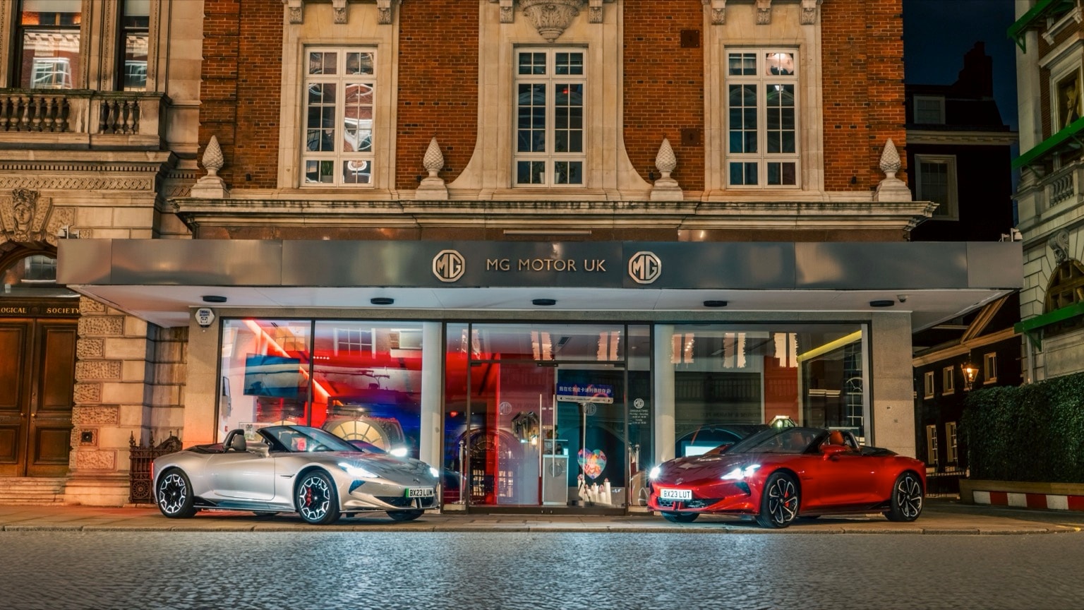 a car parked outside of a building