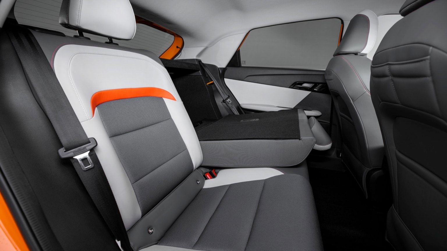 the back seats of a car