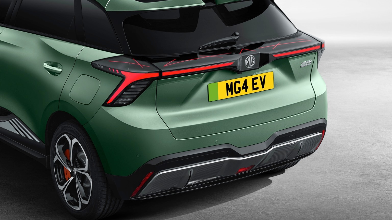 the back of a green car