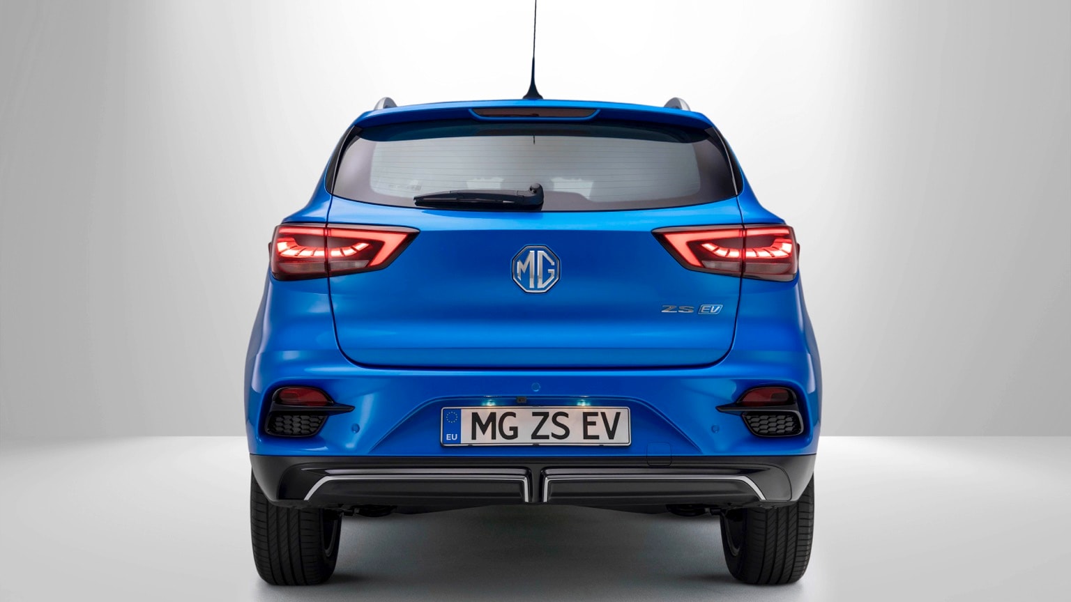 the back of a blue car