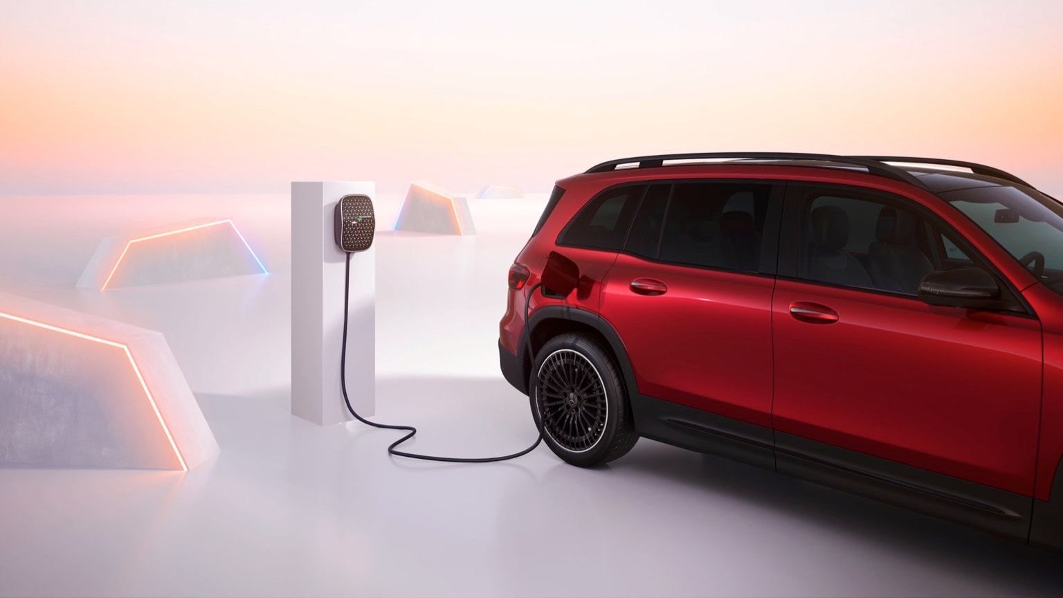 une voiture en train de se charger à une station de chargement