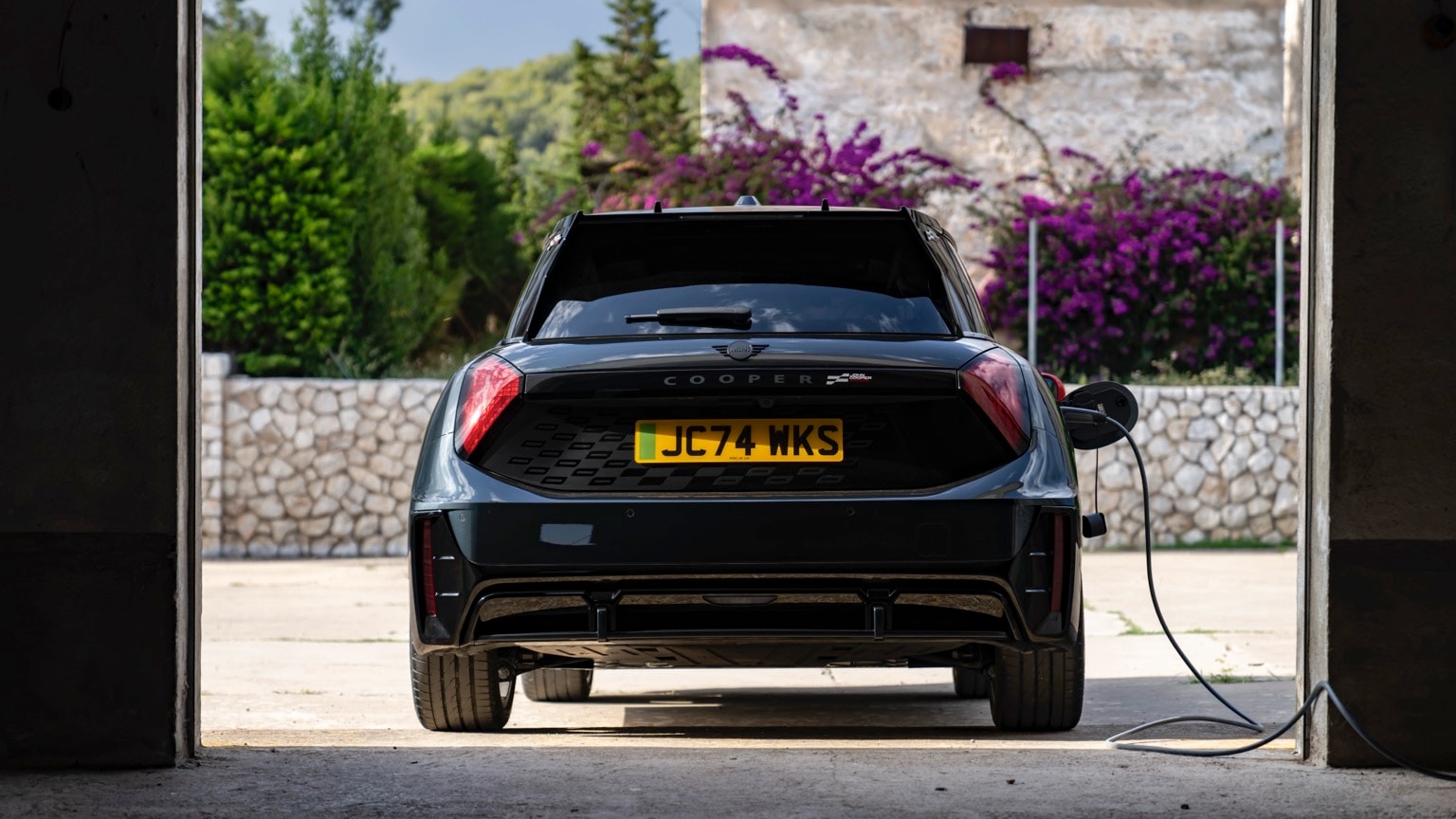 the back of a black car