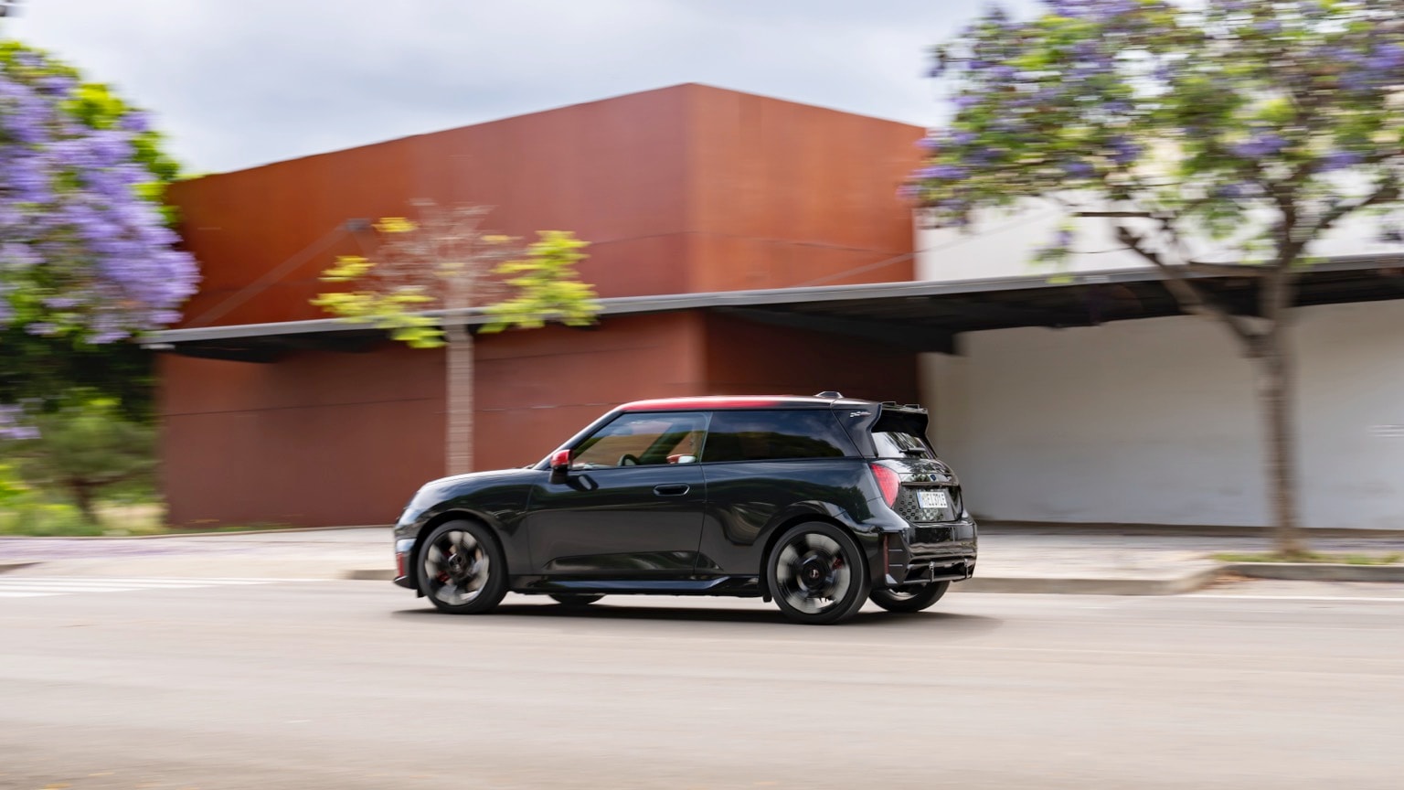 a black car on the street