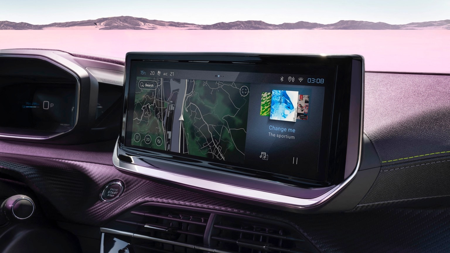 a screen on a car