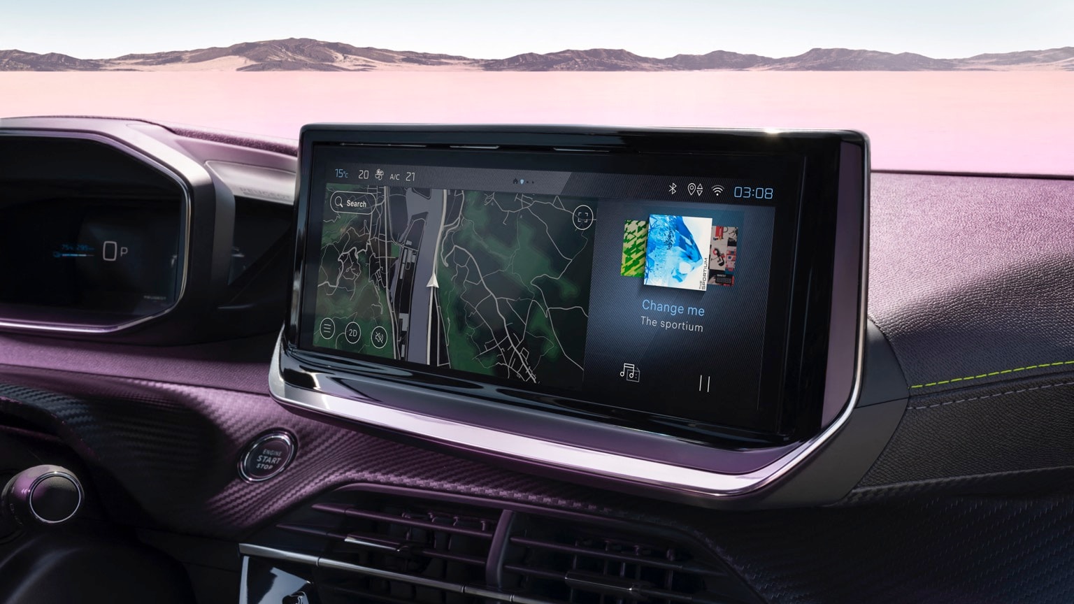 a screen on a car