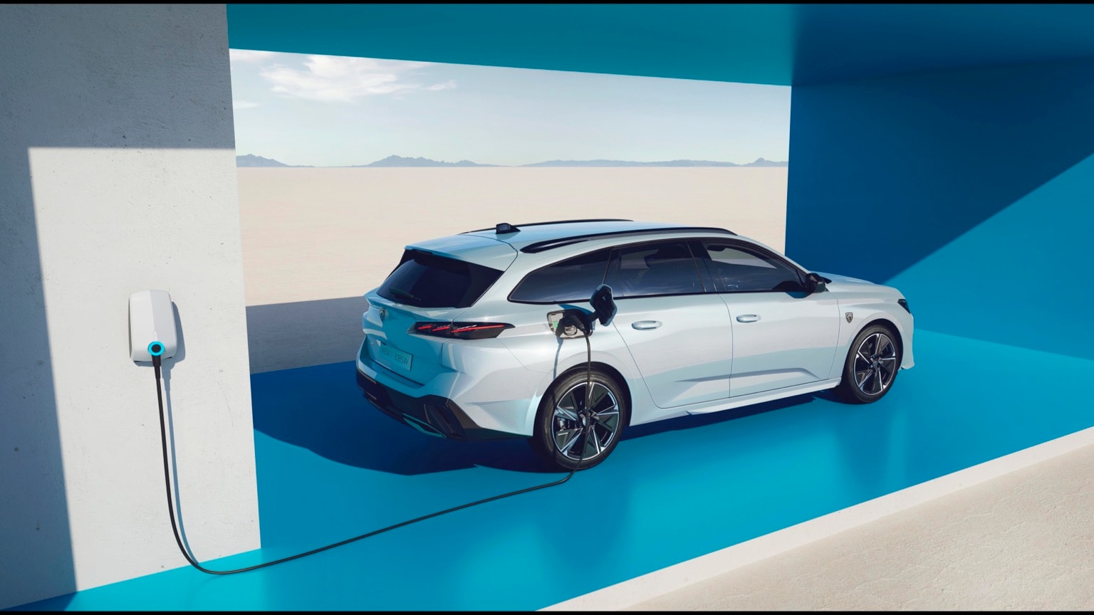 a car charging at a charging station