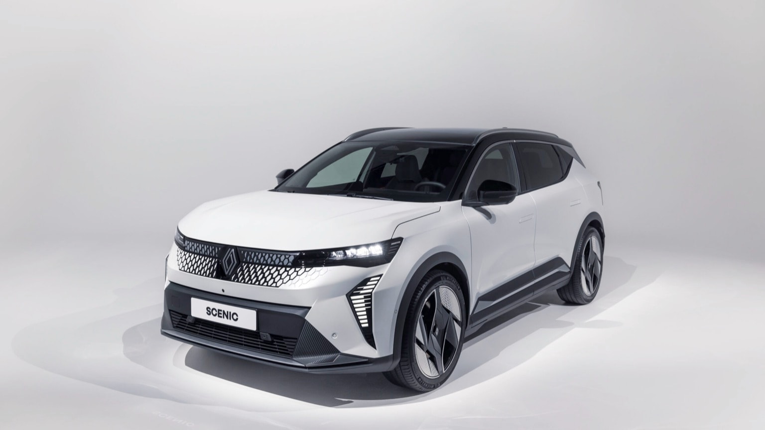 a white car with black trim